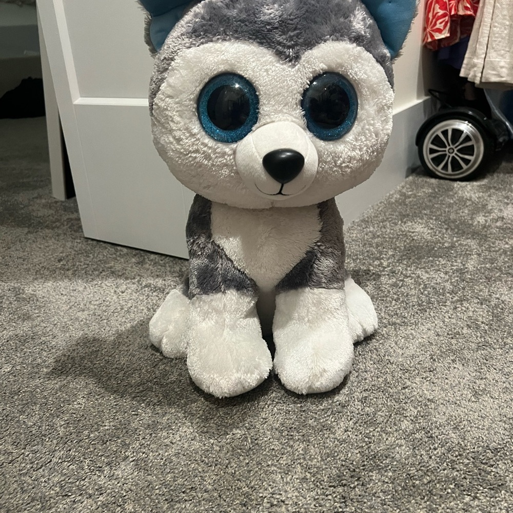 Ty Gray and White Stuffed Animal Husky